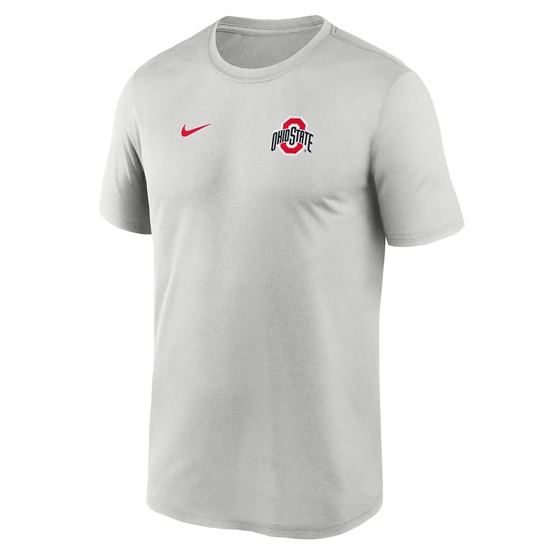 Men's Nike Gray Ohio State Buckeyes 2025 Sideline Small Logo Legend Performance T-Shirt