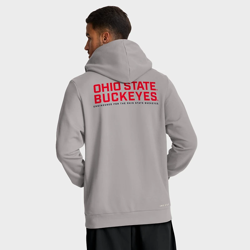 Sweat à capuche Nike gris Ohio State Buckeyes 2025 Sideline Standard Issue Dri-FIT entièrement zippé pour homme