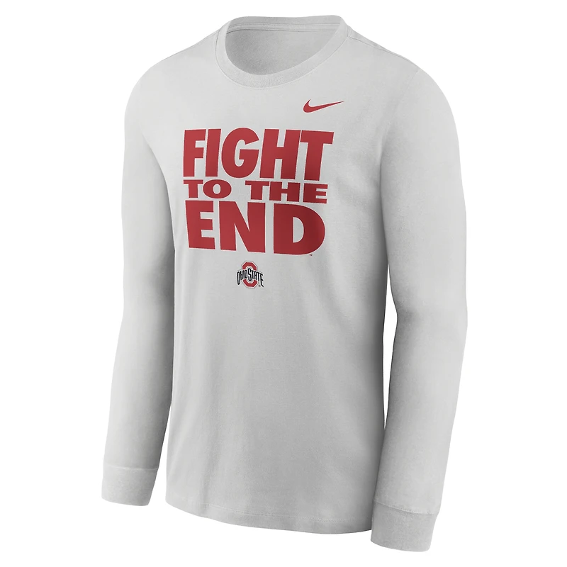 T-shirt à manches longues Nike gris Ohio State Buckeyes 2026 Sideline Slogan Dri-FIT pour homme