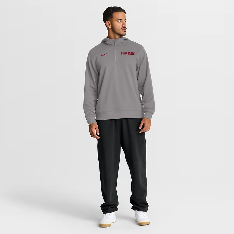 Men's Nike Gray Ohio State Buckeyes Coaches Premium Dri-FIT Quarter-Zip Hoodie