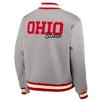 Men's Nike Gray Ohio State Buckeyes Legacy Full-Snap Bomber Jacket