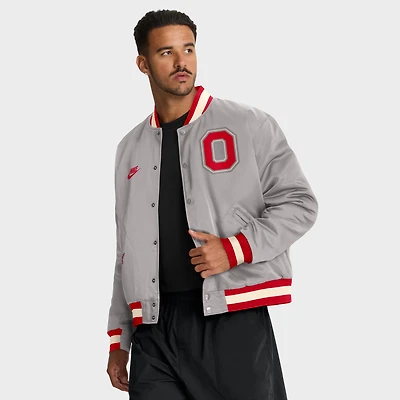 Men's Nike Gray Ohio State Buckeyes Legacy Full-Snap Bomber Jacket