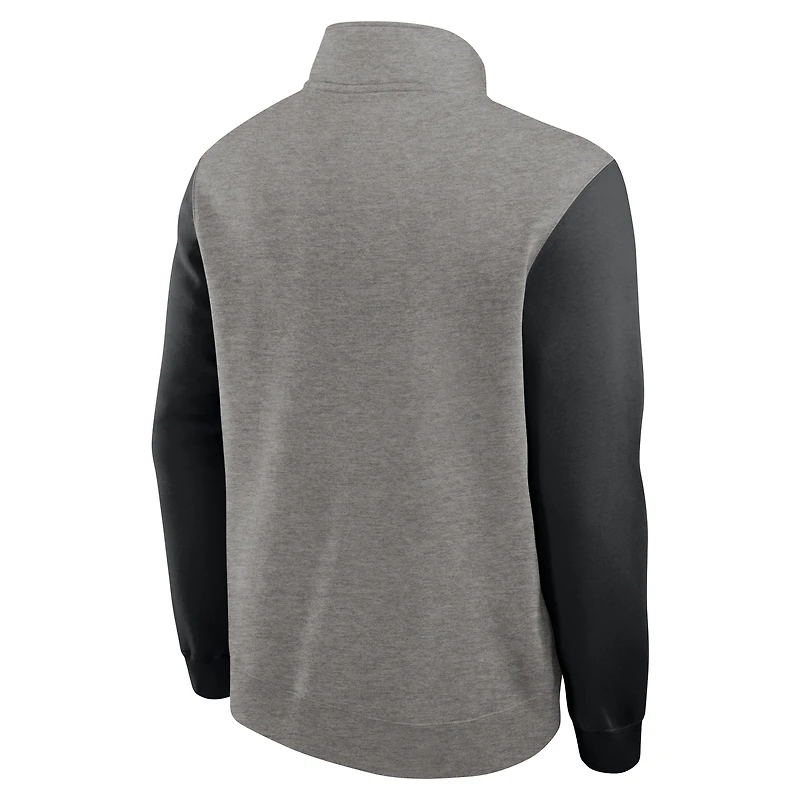 Pull en molleton demi-zippé Nike Ohio State Buckeyes Club pour homme, gris chiné/noir