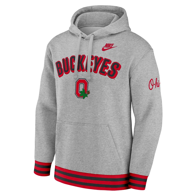Men's Nike Heather Gray Ohio State Buckeyes Legacy Retro Pullover Hoodie