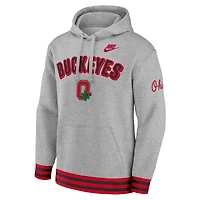 Men's Nike Heather Gray Ohio State Buckeyes Legacy Retro Pullover Hoodie