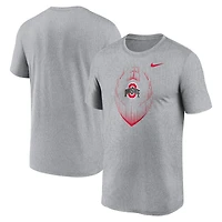 T-shirt Nike Performance Icon pour hommes, gris chiné, Ohio State Buckeyes Primetime Legend
