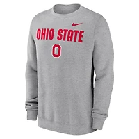 Men's Nike Heather Gray Ohio State Buckeyes Primetime Primary Stack Pullover Sweatshirt