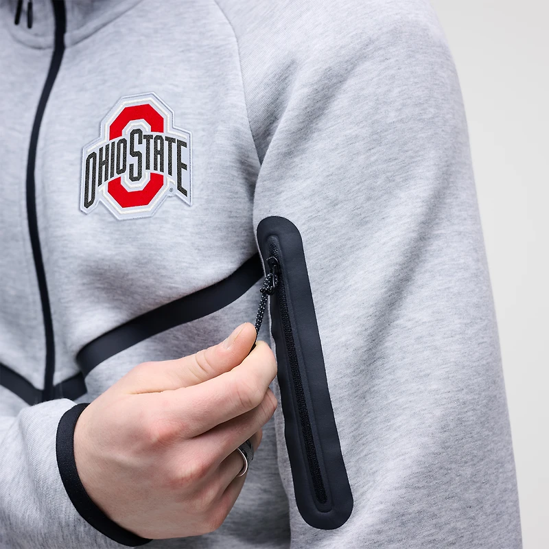 Men's Nike Heather Gray Ohio State Buckeyes Tech Fleece Full-Zip Windrunner Hoodie
