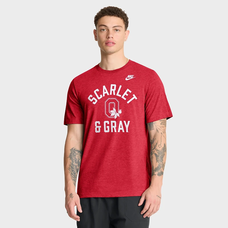 T-shirt Nike Heather Scarlet Ohio State Buckeyes Legacy Mantra pour homme