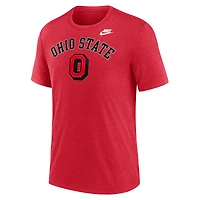 Men's Nike Heather Scarlet Ohio State Buckeyes Legacy Arch Tri-Blend T-Shirt