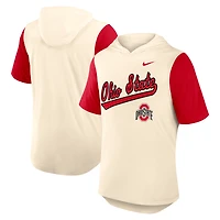 T-shirt à capuche Nike pour homme, motif tri-blend, couleur naturel/écarlate, Ohio State Buckeyes