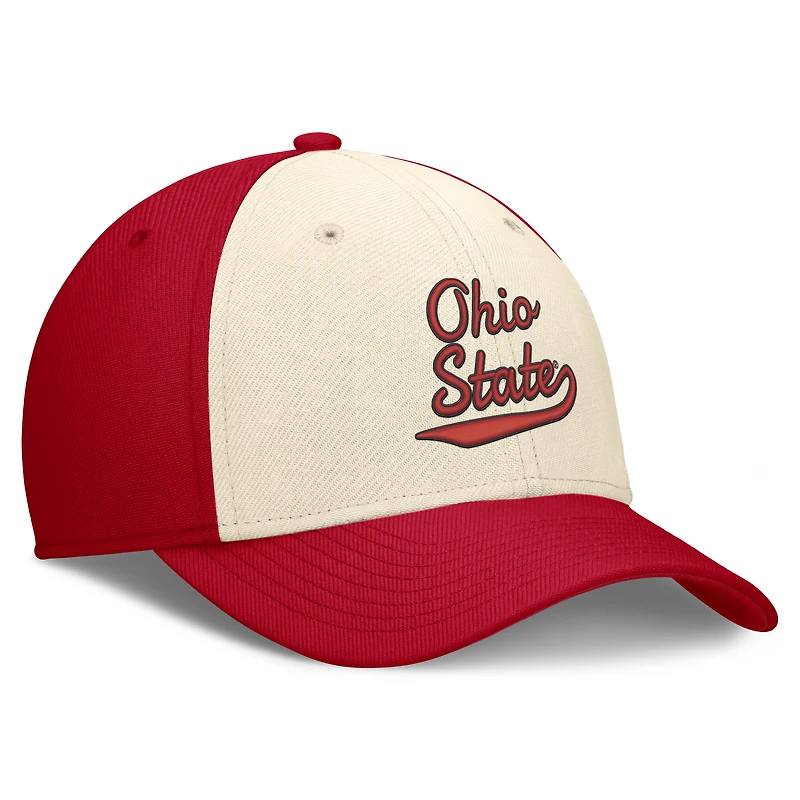 Casquette Nike pour homme, coloris naturel/écarlate, Ohio State Buckeyes Legacy Swooshflex Dri-FIT