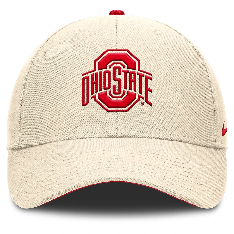 Casquette ajustable Nike Natural Ohio State Buckeyes Primetime Rise Dri-FIT pour homme