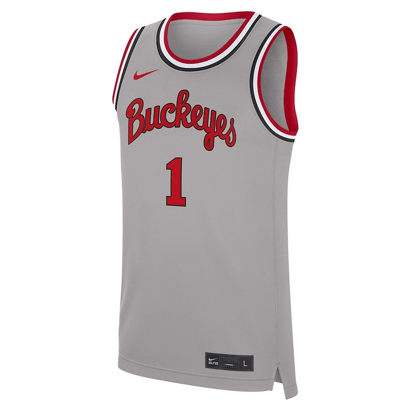 Maillot de basketball réplique alternatif Nike n° 1 gris Ohio State Buckeyes pour homme