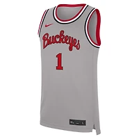 Maillot de basketball réplique alternatif Nike n° 1 gris Ohio State Buckeyes pour homme