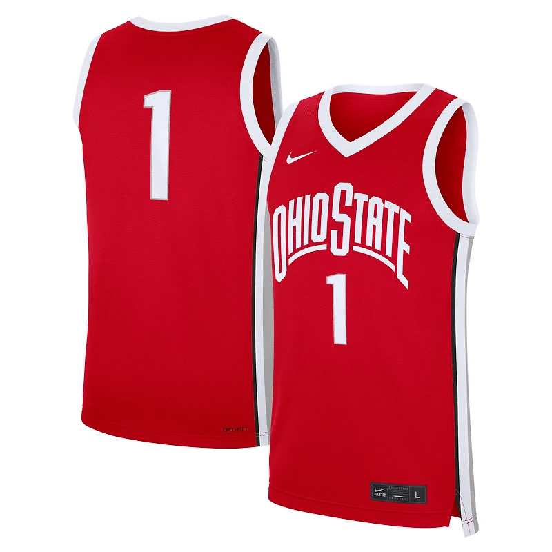 Men's Nike #1 White Ohio State Buckeyes Home Replica Jersey