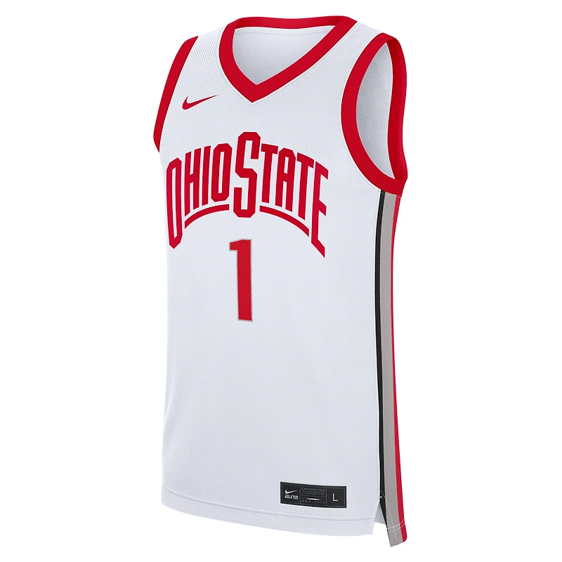 Men's Nike #1 White Ohio State Buckeyes Home Replica Jersey