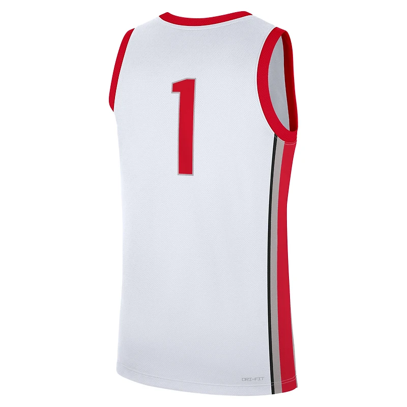 Men's Nike #1 White Ohio State Buckeyes Home Replica Jersey