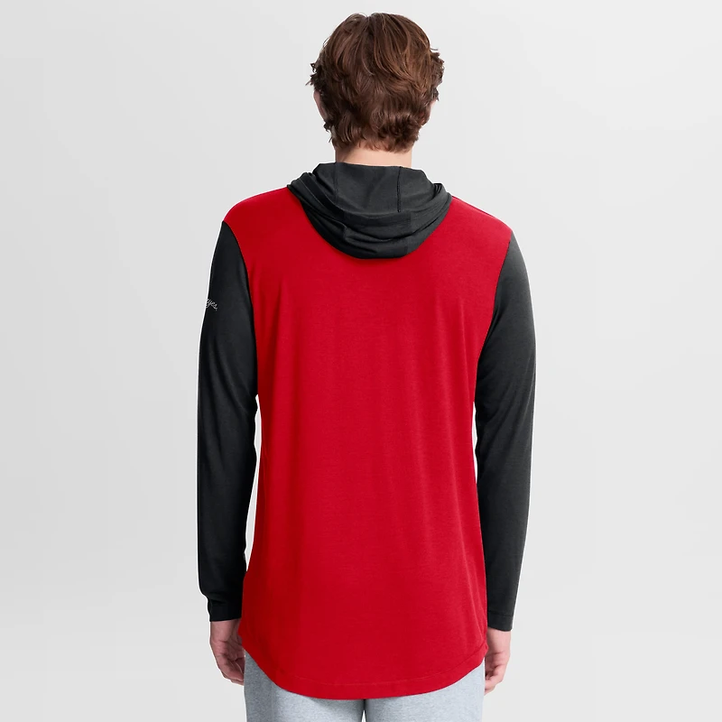 Men's Nike Scarlet/Black Ohio State Buckeyes Campus Legacy Tri-Blend Long Sleeve Hooded T-Shirt
