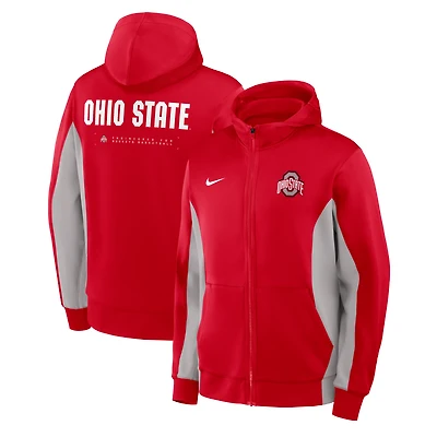 Men's Nike Scarlet/Gray Ohio State Buckeyes Dri-FIT Game Full-Zip Hoodie Jacket