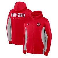 Veste à capuche zippée Nike Dri-FIT Game pour homme, couleur écarlate/gris, Ohio State Buckeyes