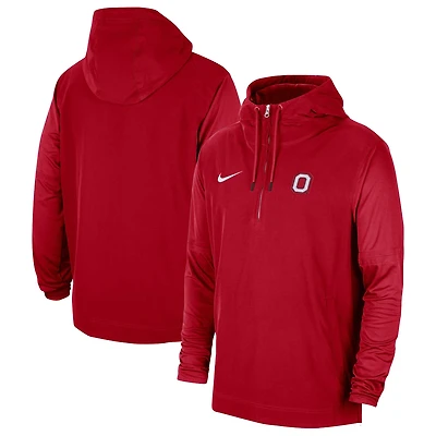 Men's Nike Scarlet Ohio State Buckeyes 2023 Sideline Player Quarter-Zip Hoodie Jacket