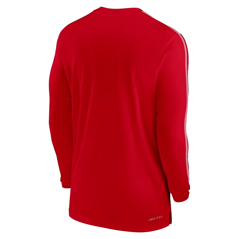 Men's Nike Scarlet Ohio State Buckeyes 2024 Sideline Coach UV Performance Long Sleeve T-Shirt
