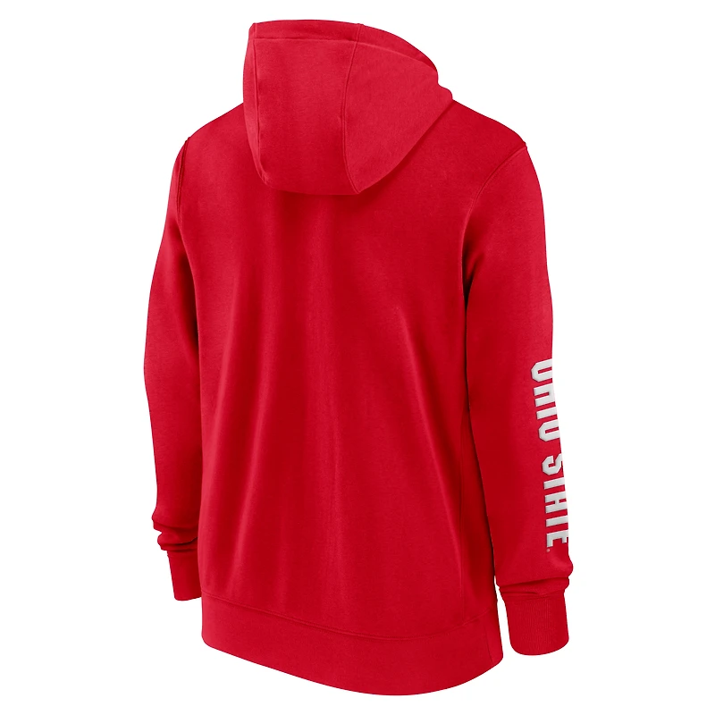 Sweat à capuche entièrement zippé Nike Scarlet Ohio State Buckeyes 2024 Sideline pour homme