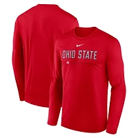 T-shirt à manches longues Nike Scarlet Ohio State Buckeyes 2025 Courtside Basketball Shootaround Legend Dri-FIT pour homme