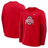 Men's Nike Scarlet Ohio State Buckeyes 2025 Sideline Coach Therma-FIT Long Sleeve T-Shirt