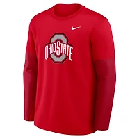 T-shirt Nike Scarlet Ohio State Buckeyes 2025 Sideline Coach Therma-FIT à manches longues pour homme