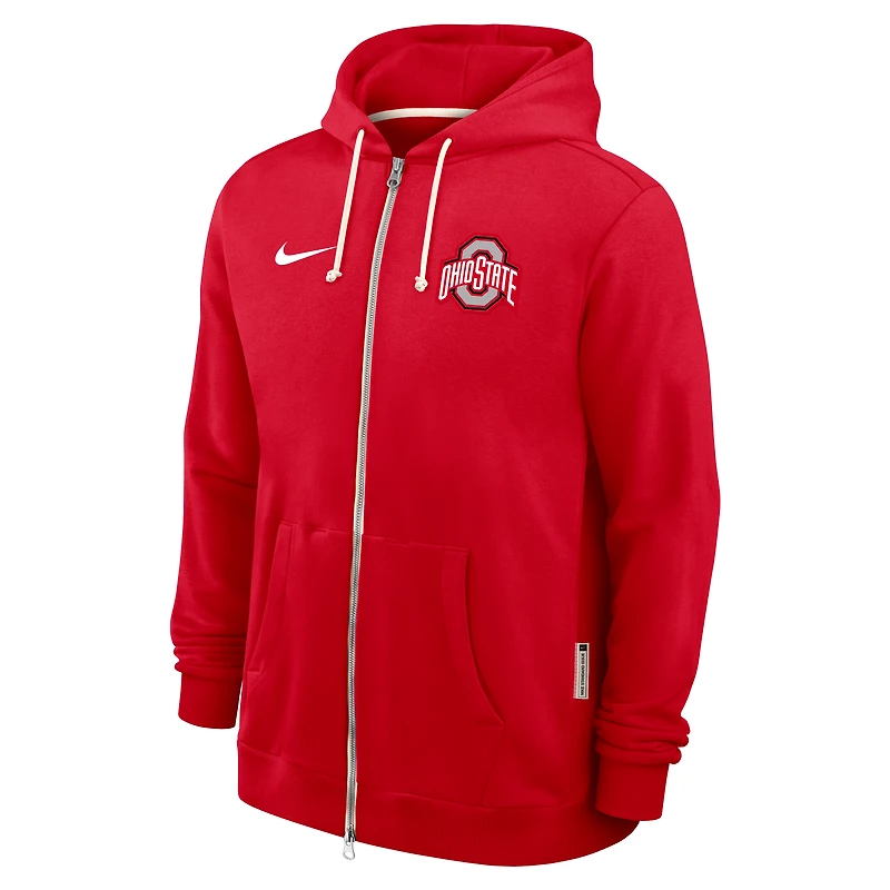 Men's Nike Scarlet Ohio State Buckeyes 2025 Sideline Standard Issue Dri-FIT Full-Zip Hoodie