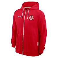 Men's Nike Scarlet Ohio State Buckeyes 2025 Sideline Standard Issue Dri-FIT Full-Zip Hoodie