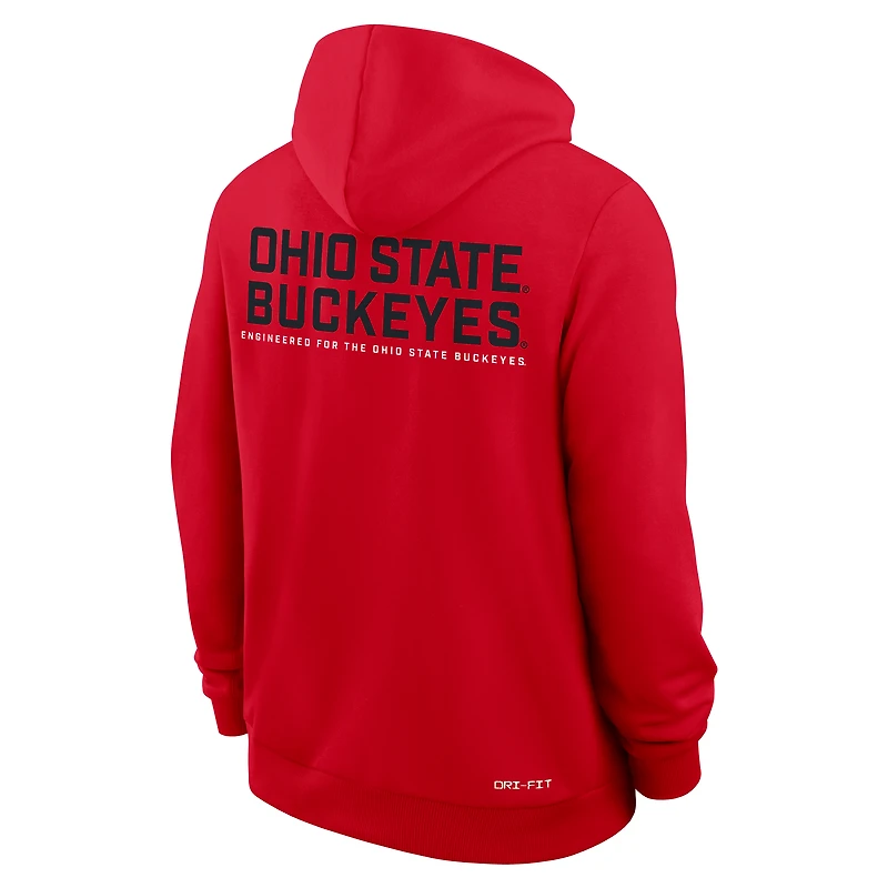 Sweat à capuche zippé Nike Scarlet Ohio State Buckeyes 2025 Sideline Standard Issue Dri-FIT pour homme