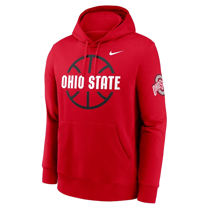 Men's Nike Scarlet Ohio State Buckeyes Basketball Icon Club Fleece Pullover Hoodie