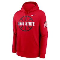 Men's Nike Scarlet Ohio State Buckeyes Basketball Icon Club Fleece Pullover Hoodie