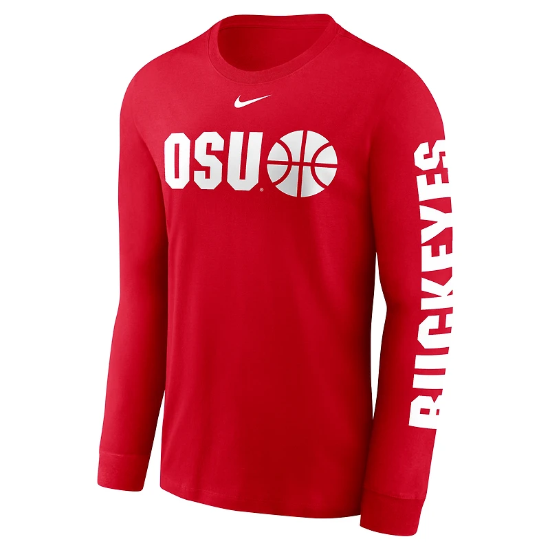Men's Nike  Scarlet Ohio State Buckeyes Basketball Icon Two-Hit Long Sleeve T-Shirt