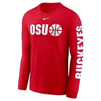 Men's Nike  Scarlet Ohio State Buckeyes Basketball Icon Two-Hit Long Sleeve T-Shirt