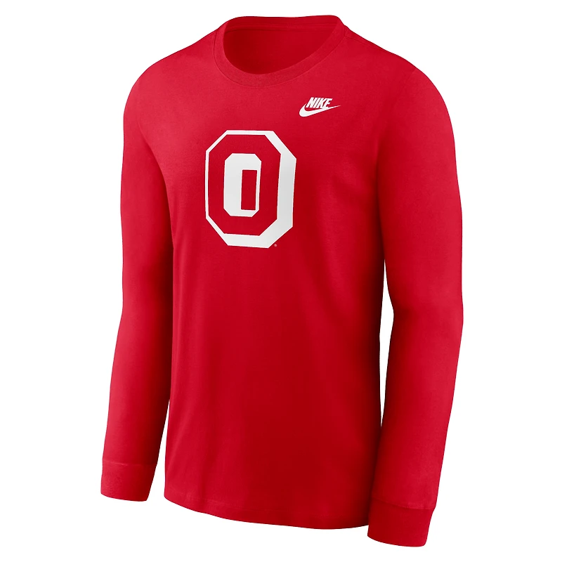 T-shirt à manches longues avec logo principal Legacy des Ohio State Buckeyes de Nike Scarlet pour homme