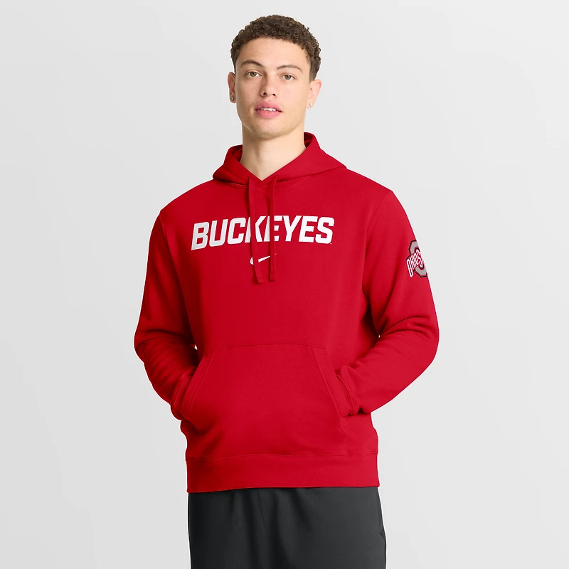 Sweat à capuche en polaire Nike Scarlet Ohio State Buckeyes Nickname Club pour homme