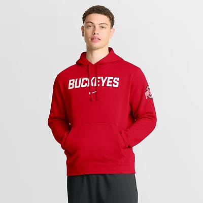 Men's Nike Scarlet Ohio State Buckeyes Nickname Club Fleece Pullover Hoodie
