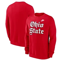 Men's Nike Scarlet Ohio State Buckeyes Old English Script Club Fleece Pullover Sweatshirt