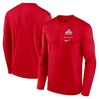 Men's Nike Scarlet Ohio State Buckeyes Primary Stack Legend Performance Long Sleeve T-Shirt