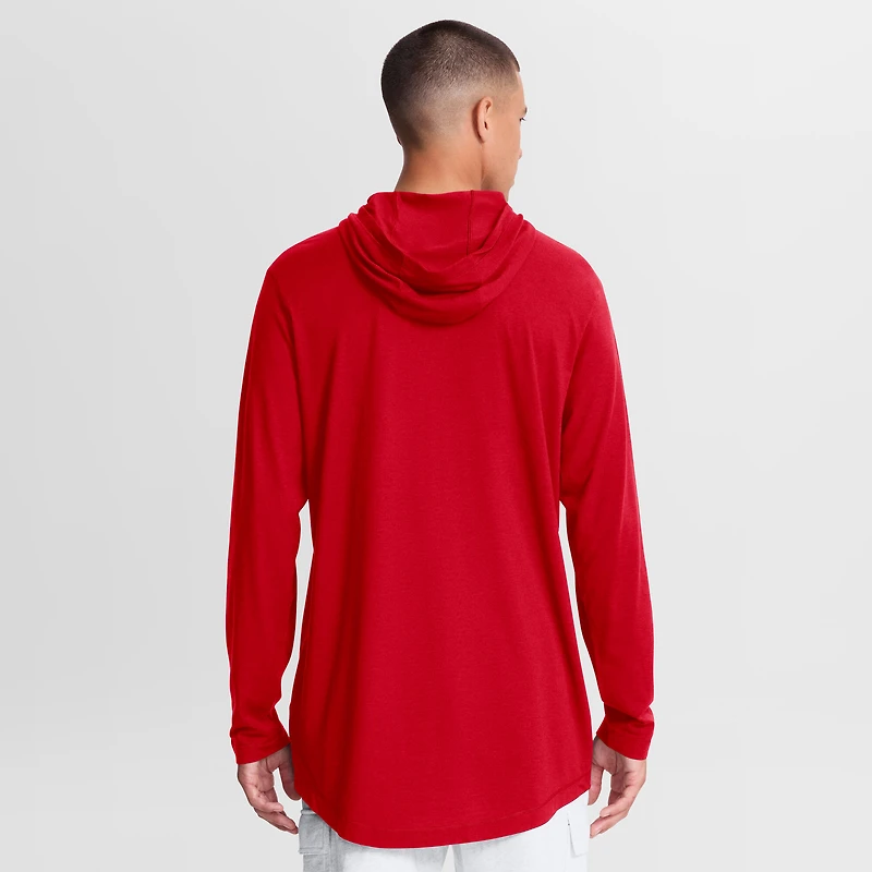 Men's Nike Scarlet Ohio State Buckeyes Primetime Arch Tri-Blend Dri-FIT Long Sleeve Hooded T-Shirt