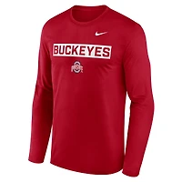 Men's Nike Scarlet Ohio State Buckeyes Primetime Campus 2-Hit Legend Dri-FIT Long Sleeve T-Shirt