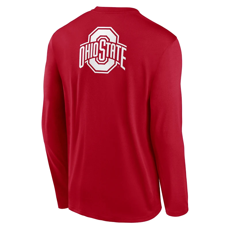 Men's Nike Scarlet Ohio State Buckeyes Primetime Campus 2-Hit Legend Dri-FIT Long Sleeve T-Shirt