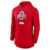 Men's Nike Scarlet Ohio State Buckeyes Primetime Tri-Blend Dri-FIT Long Sleeve Hoodie T-Shirt