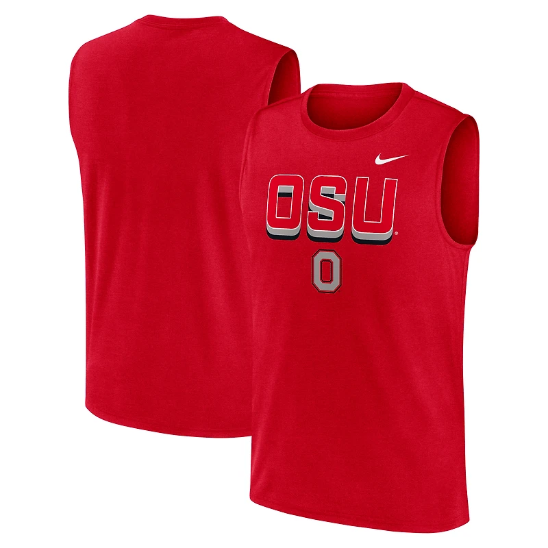 Débardeur Nike Scarlet Ohio State Buckeyes Primetime Tricode Legend Dri-FIT pour homme