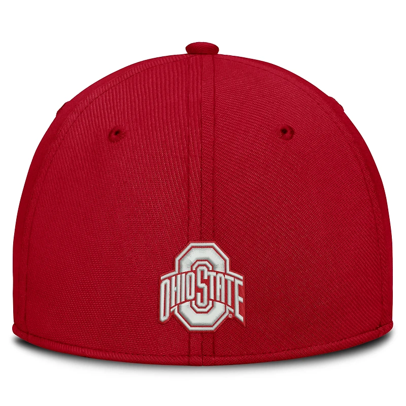 Casquette Nike Scarlet Ohio State Buckeyes Rise On-Field SwooshFlex Dri-FIT Flex pour homme
