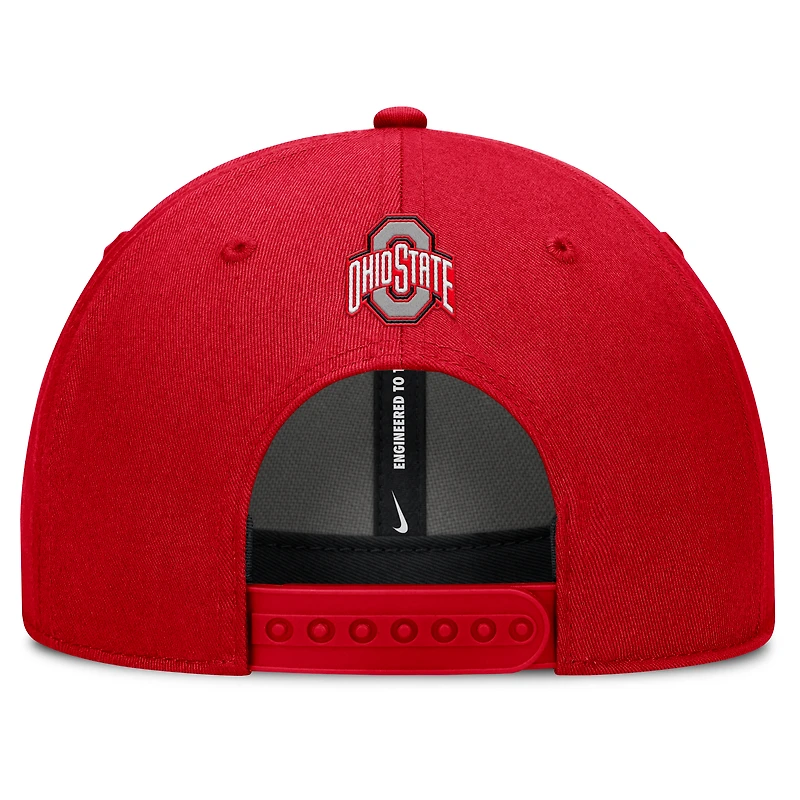 Men's Nike Scarlet Ohio State Buckeyes Slanted Primetime Rise Performance Adjustable Hat